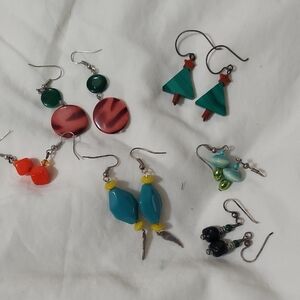 6 Pair Christmad And Holiday Colorful Assorted Earrings Set
